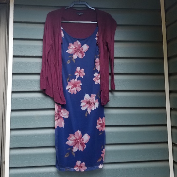 Blue floral bodycon dress - Picture 2 of 2